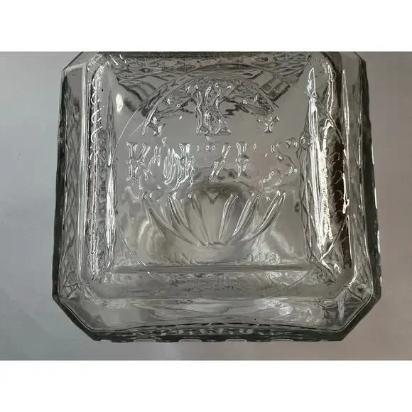 Koeze Embossed Clear Glass Jar w/Lid 9.5” Hexagon Canister Excellent Condition - Picture 5 of 5